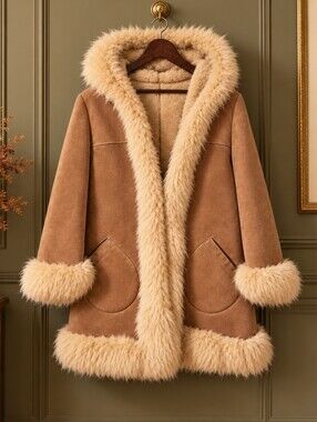 Vintage 70s AY Winnipeg Leather Penny Lane Shearling Coat S/M PTP 19 Canada